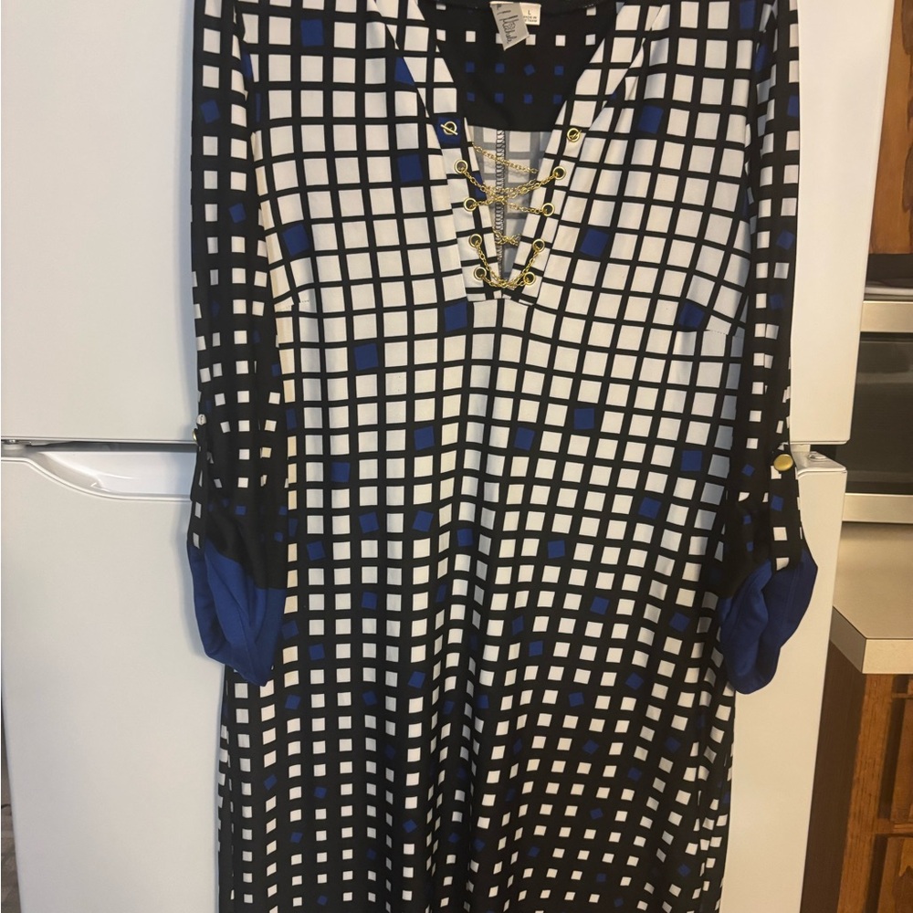 Emma& Michele white/blue/black checkered dress